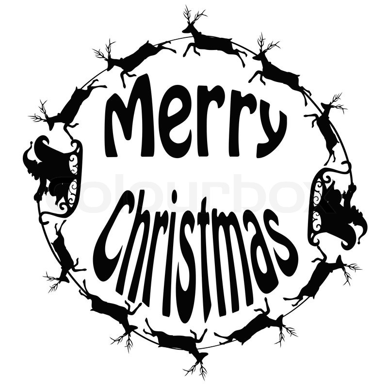 800x800 Santa Sleigh And Reindeers From As A Circle With Merry Christmas