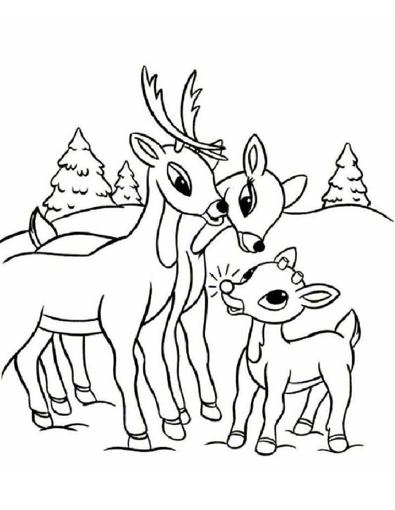 800x1034 Simple Decoration Rudolph Coloring Page And Santa Sleigh Pages