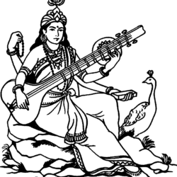 250x250 Saraswati Drawing, Pencil, Sketch, Colorful, Realistic Art Images