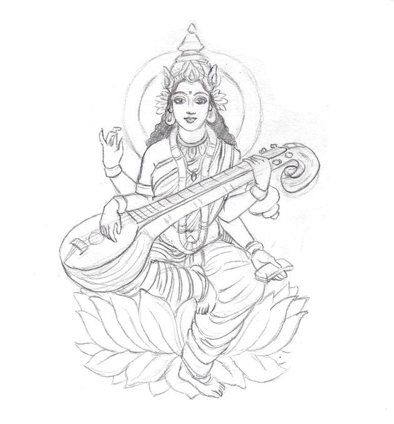 557x600 Saraswati Sketch By Coconutpocky Free Images