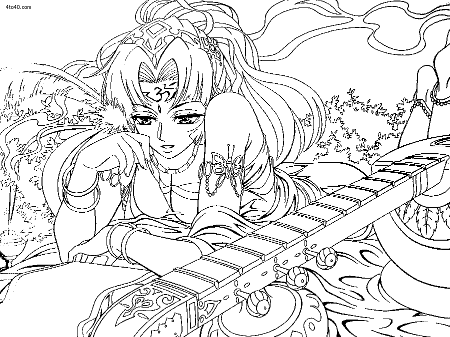 900x675 Goddess Saraswati Lineart