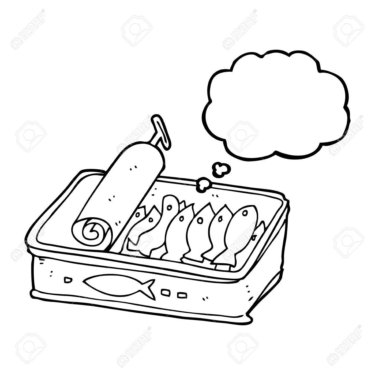 1300x1300 Freehand Drawn Thought Bubble Cartoon Can Of Sardines Royalty Free