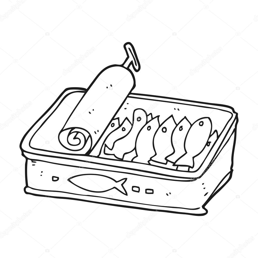 1024x1024 Black And White Cartoon Can Of Sardines Stock Vector
