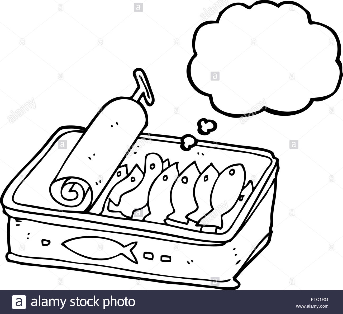 1300x1189 Freehand Drawn Thought Bubble Cartoon Can Of Sardines Stock Vector