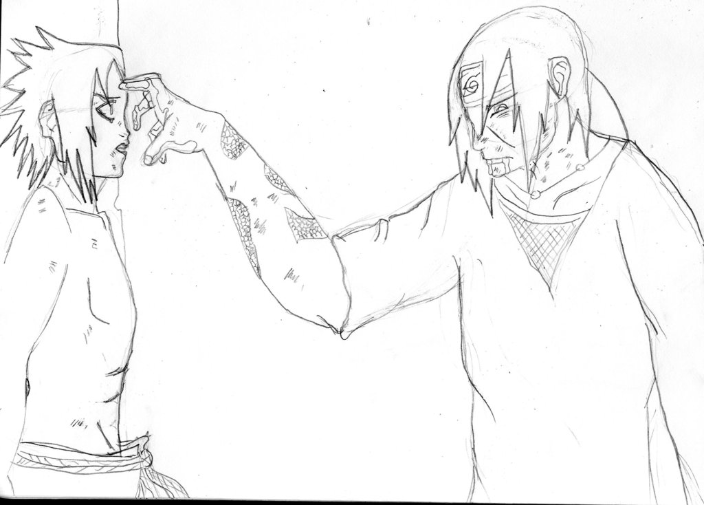 1024x734 Sasuke And Itachi's Last Moment Sketch By Tigernose123