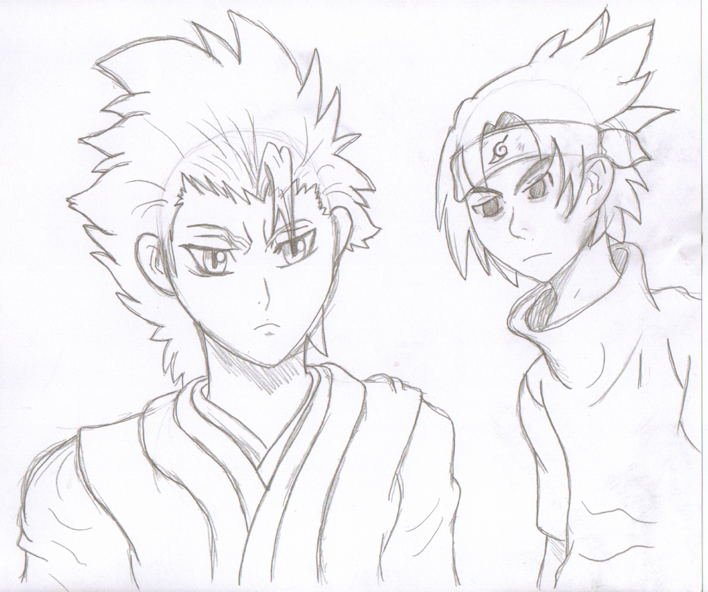 1024x856 Captain Hitsugaya And Sasuke Uchiha (Sketch) By Solratic