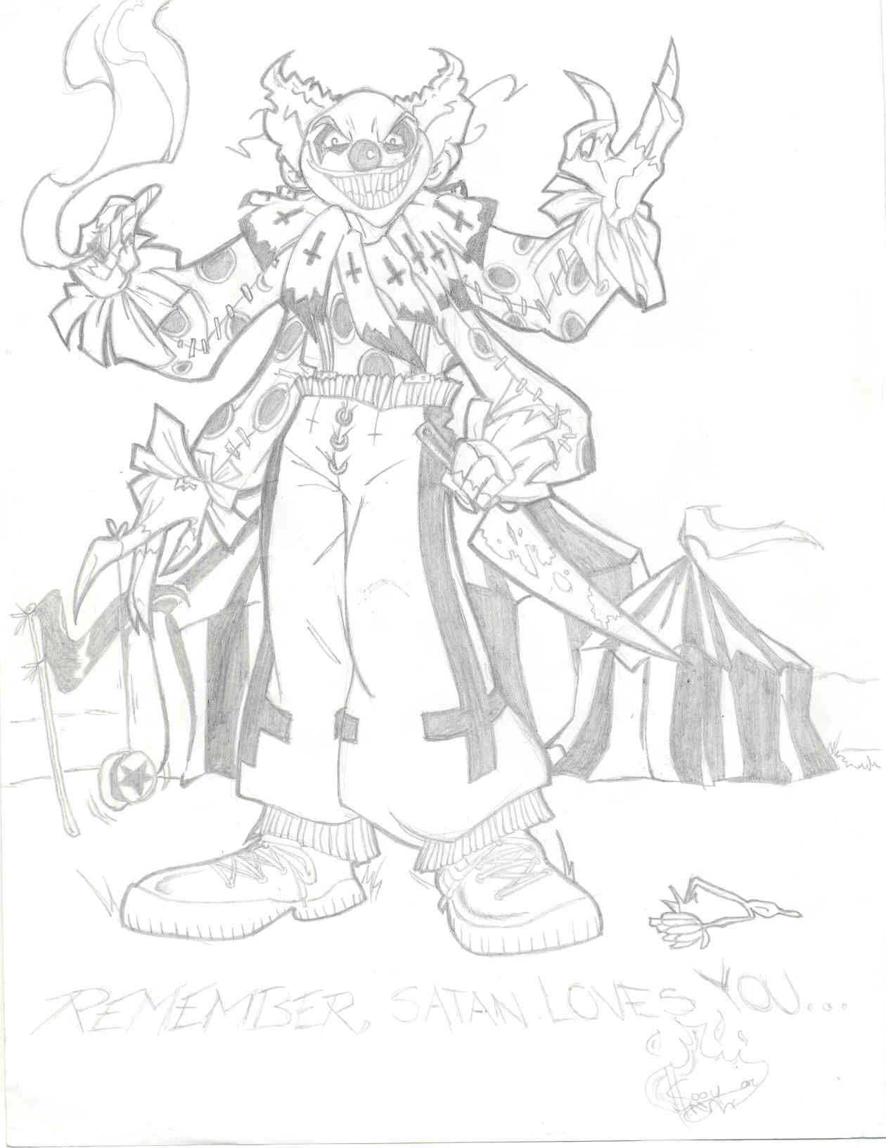 1260x1631 Satanic Clown Love By Loeobot