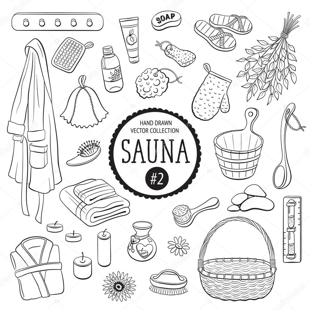 1024x1024 Sauna And Spa Objects Stock Vector Ollymolly