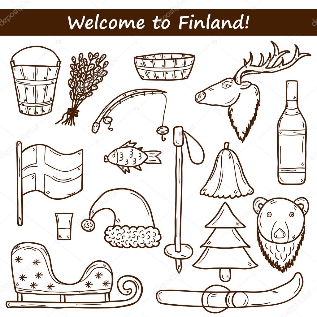 1024x1024 Finland Hand Drawn Icons Stock Vector Petitelili