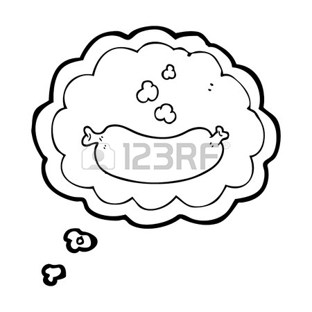 450x450 Freehand Drawn Thought Bubble Cartoon Hot Sausage Royalty Free