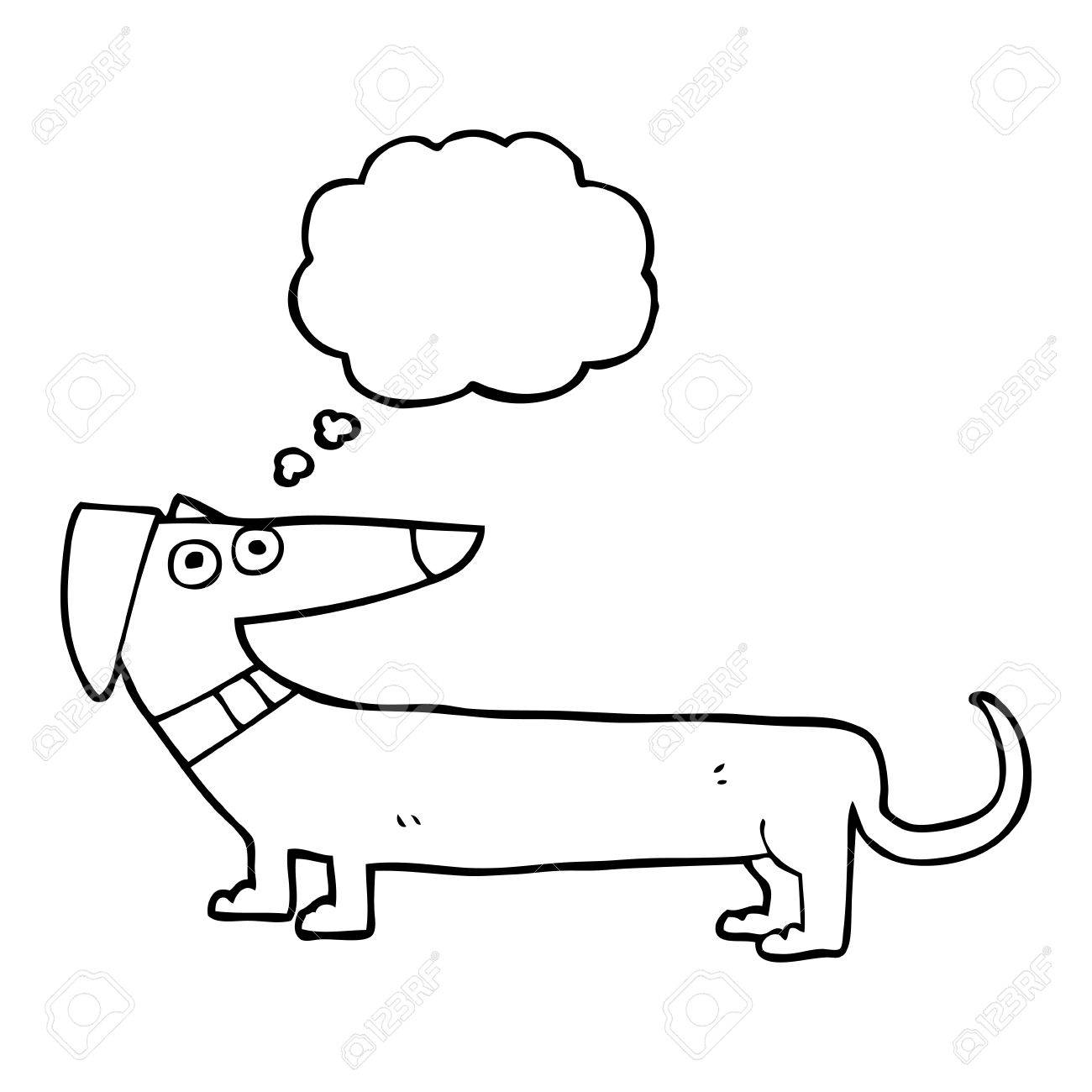 1300x1300 Freehand Drawn Thought Bubble Cartoon Sausage Dog Royalty Free