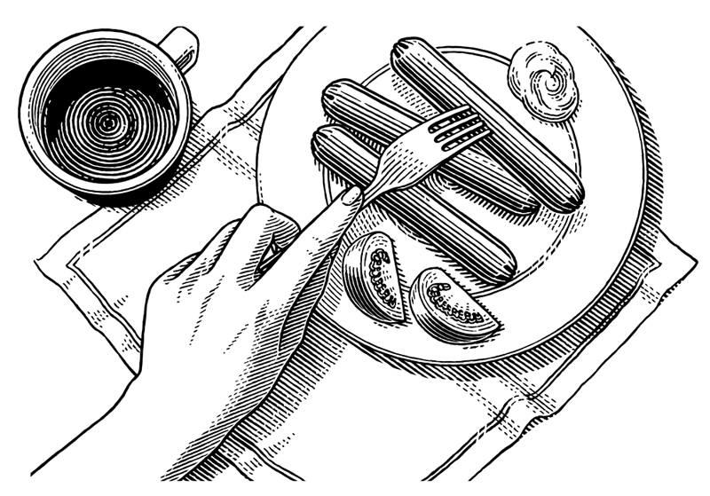 800x559 Illustrations For Tavria Sausages Scratchboard, Pen Amp Ink