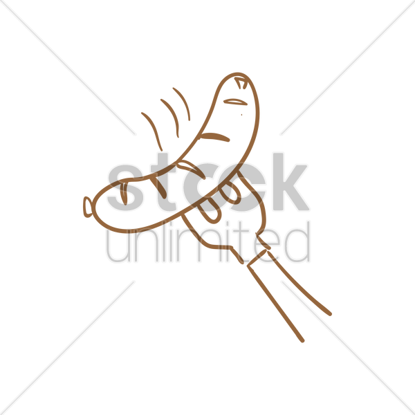 600x600 Sausage On Fork Vector Image