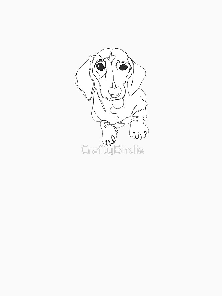 750x1000 Tilly' Sausage Dog, Miniature Dachshund, Continuous Line Drawing