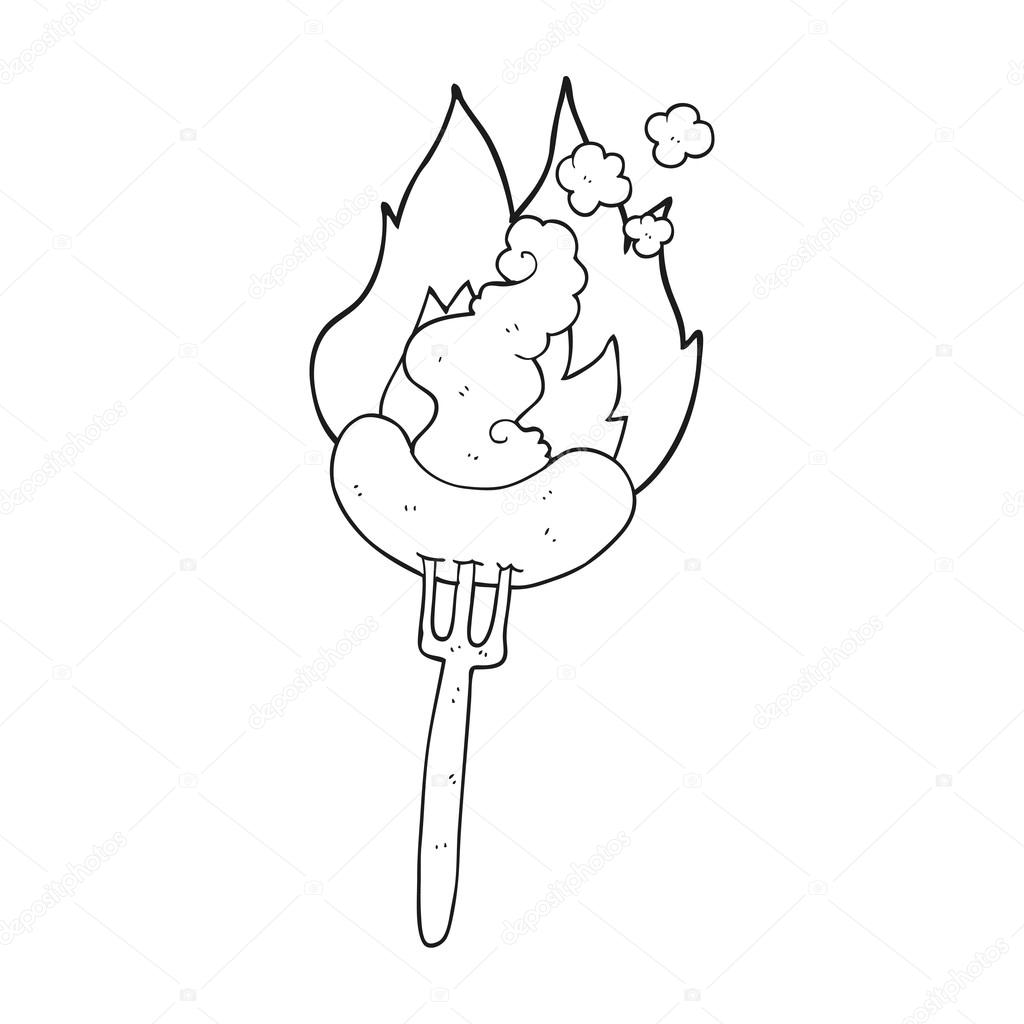 1024x1024 Black And White Cartoon Hot Sausage Stock Vector