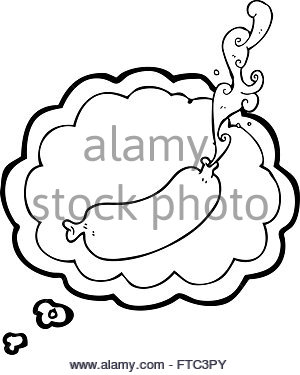 300x375 Freehand Drawn Cartoon Squirting Sausage Stock Vector Art