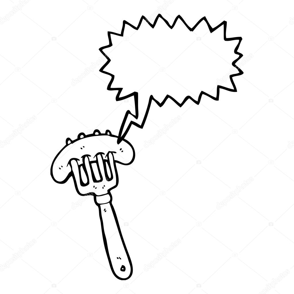 1024x1024 Sizzling Sausage On A Fork Stock Vector Lineartestpilot
