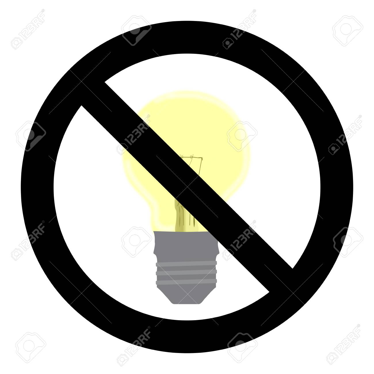 1300x1300 No Light Symbol. Do Not Turn On Sign. Control Electricity