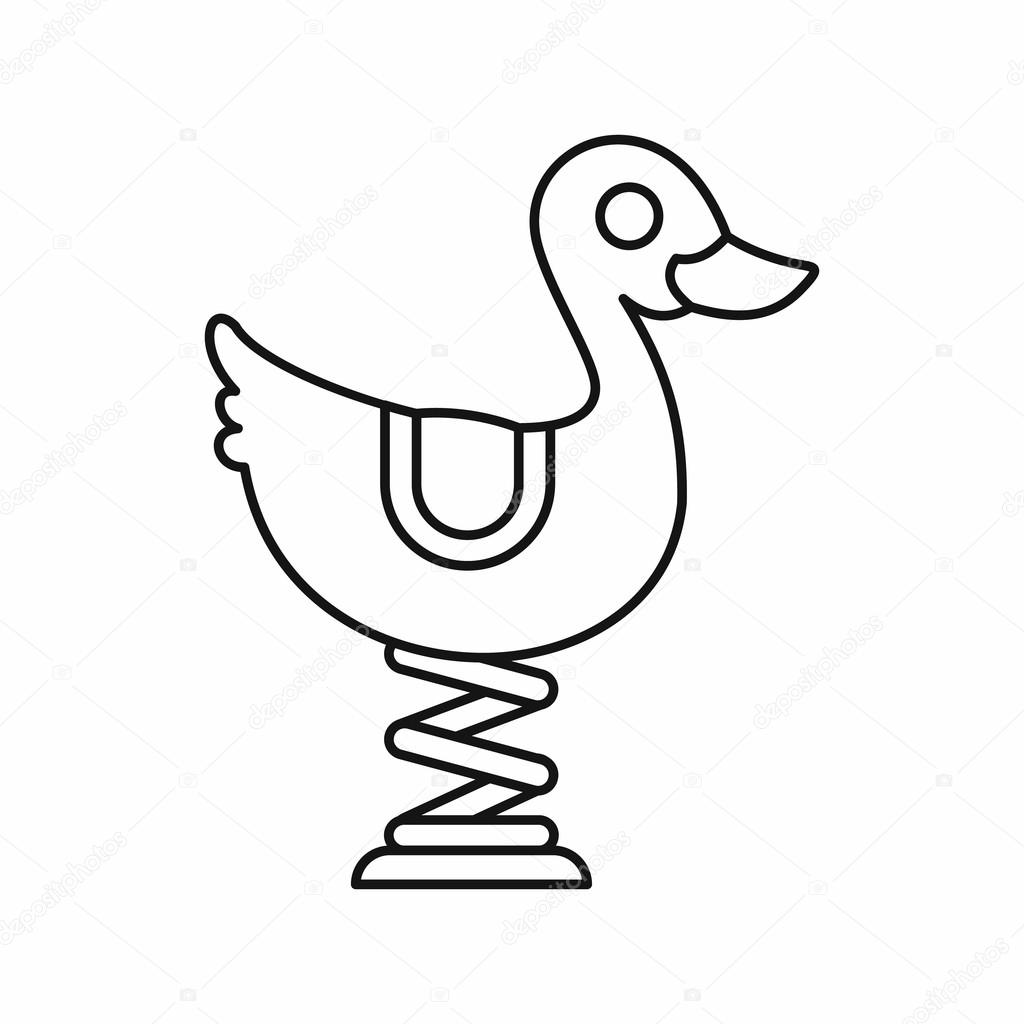1024x1024 Duck Spring See Saw Icon, Outline Style Stock Vector