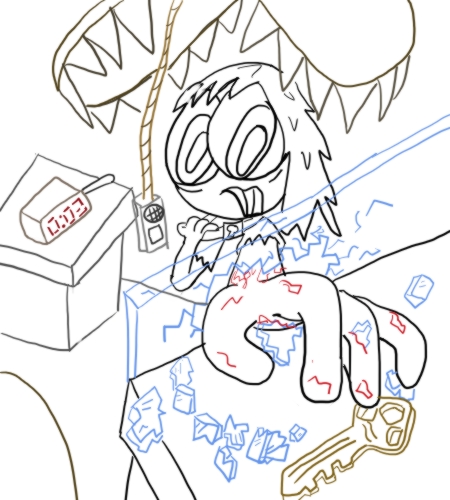 450x500 Saw Trap Drawing Unfinished By Mroah