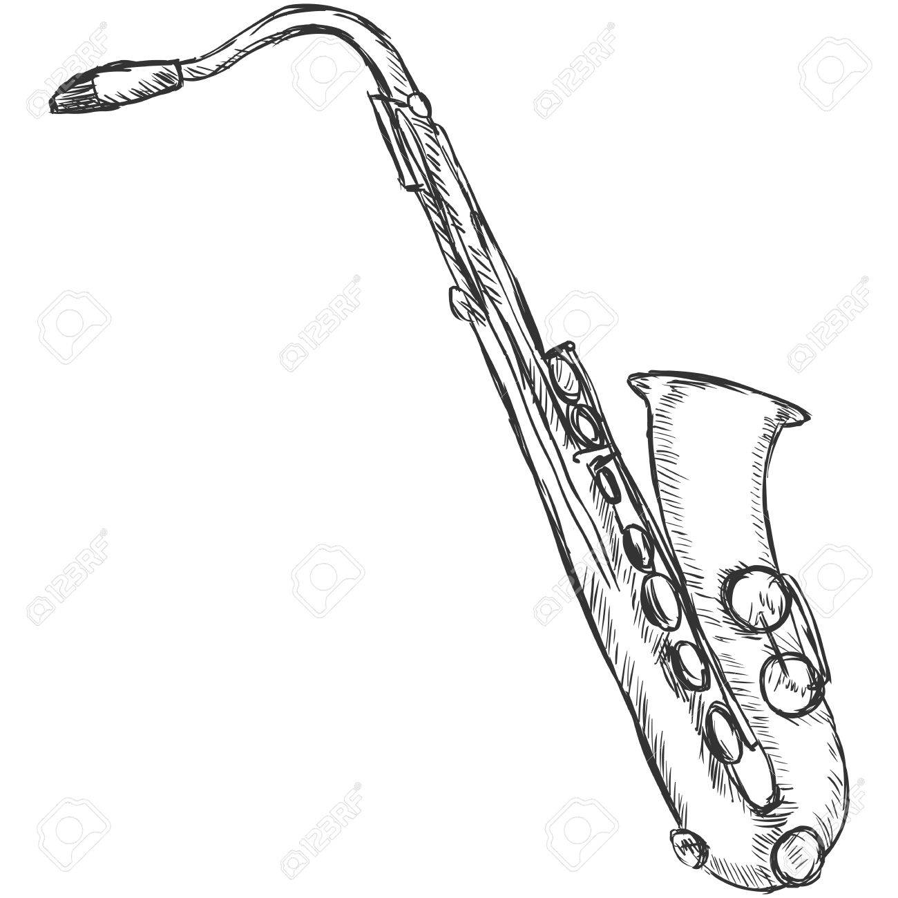 1300x1300 Vector Sketch Saxophone Royalty Free Cliparts, Vectors, And Stock