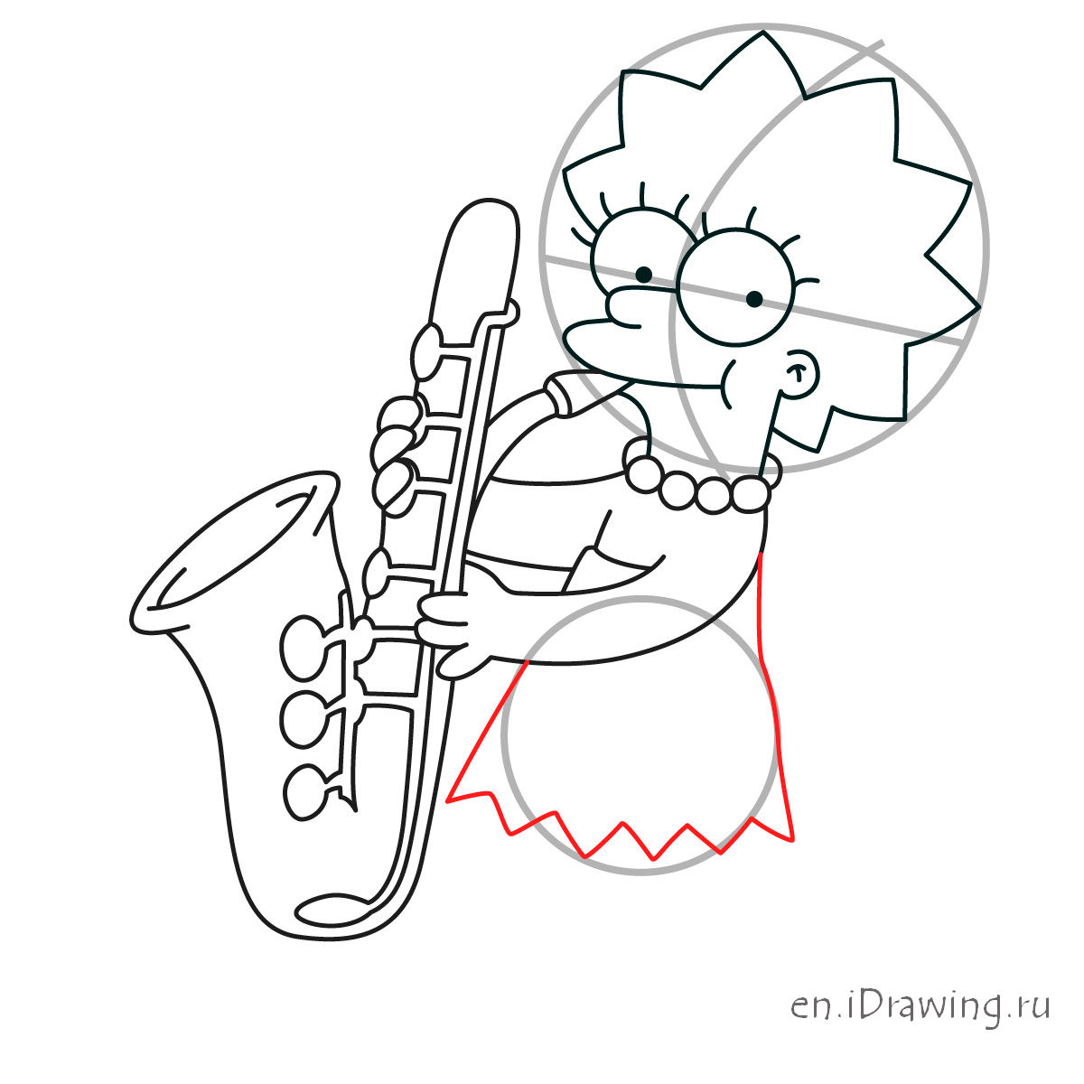 1200x1200 How To Draw Lisa Simpson Playing The Saxophone
