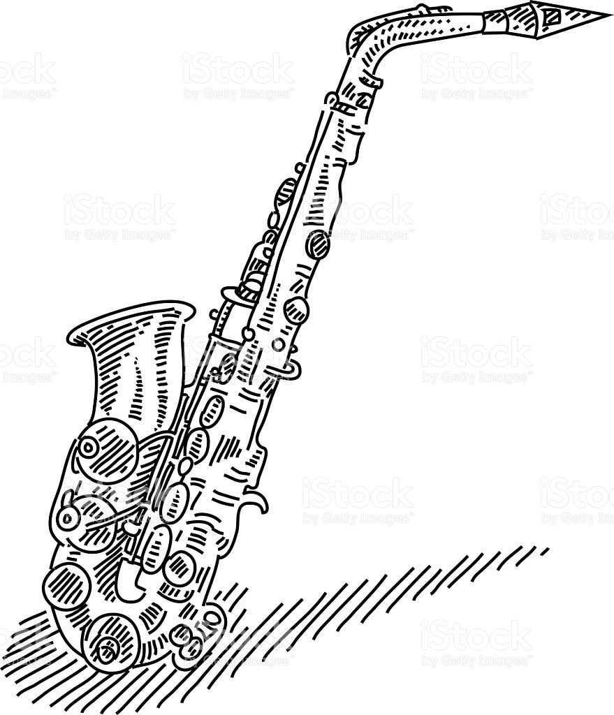 879x1024 Saxophone Drawing