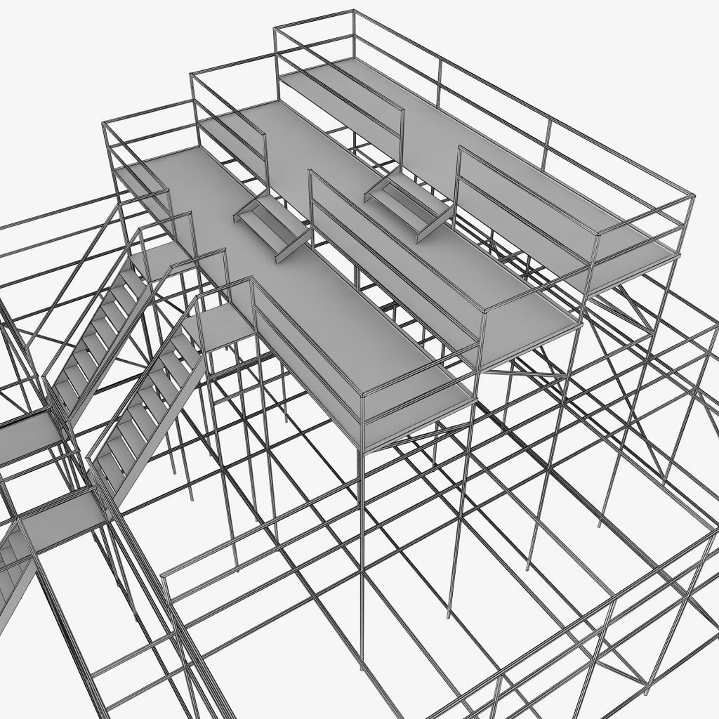 1024x1024 Industrial Scaffolding 3d Model Cgtrader