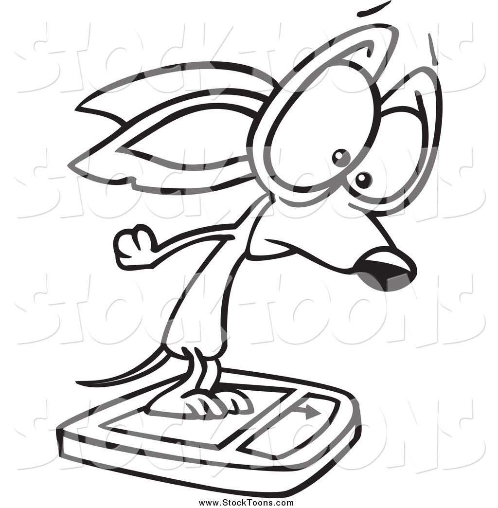 1024x1044 Stock Cartoon Of A Black And White Sad Chihuahua On A Scale By