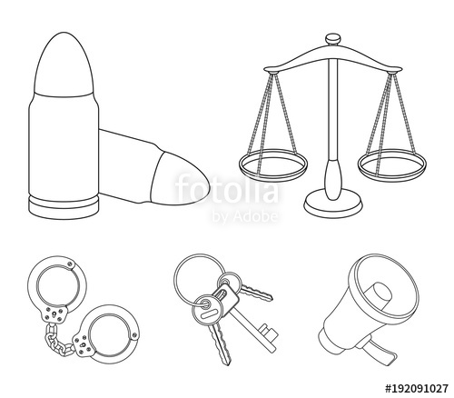 500x438 Scales Of Justice, Cartridges, A Bunch Of Keys, Handcuffs.prison