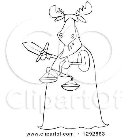 450x470 Clipart Of A Blindfolded Lady Justice Dog Holding A Sword
