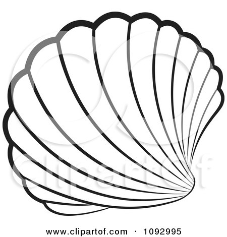 450x470 Clipart Black And White Scallop Sea Shell