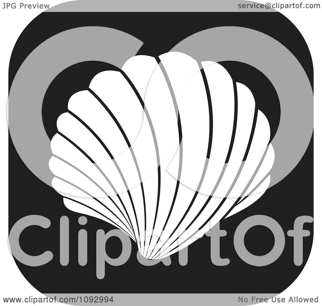 1080x1024 Clipart Black And White Scallop Sea Shell Over A Rounded Square