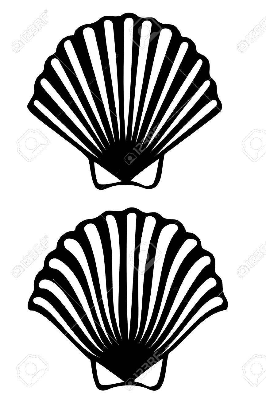 867x1300 A Scallop Shell Tribal Tattoo Royalty Free Cliparts, Vectors,