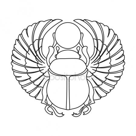 450x450 Scarab Icon In Outline Style Isolated On White Background. Ancient