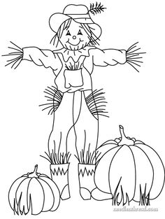 236x313 Free Hand Embroidery Pattern For Fall Scarecrow
