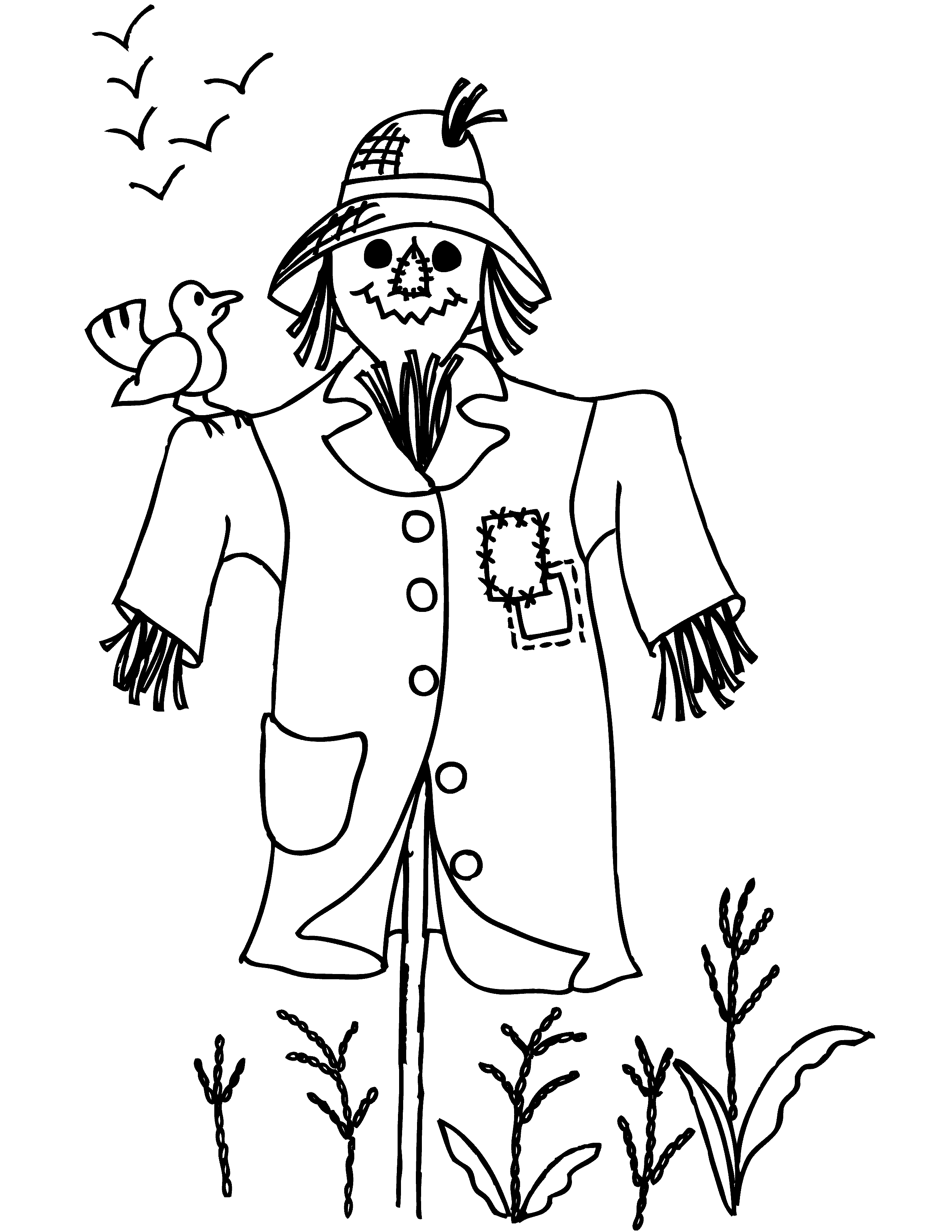 2550x3300 Scarcrow Color Sheet Free Printable Scarecrow Coloring Pages
