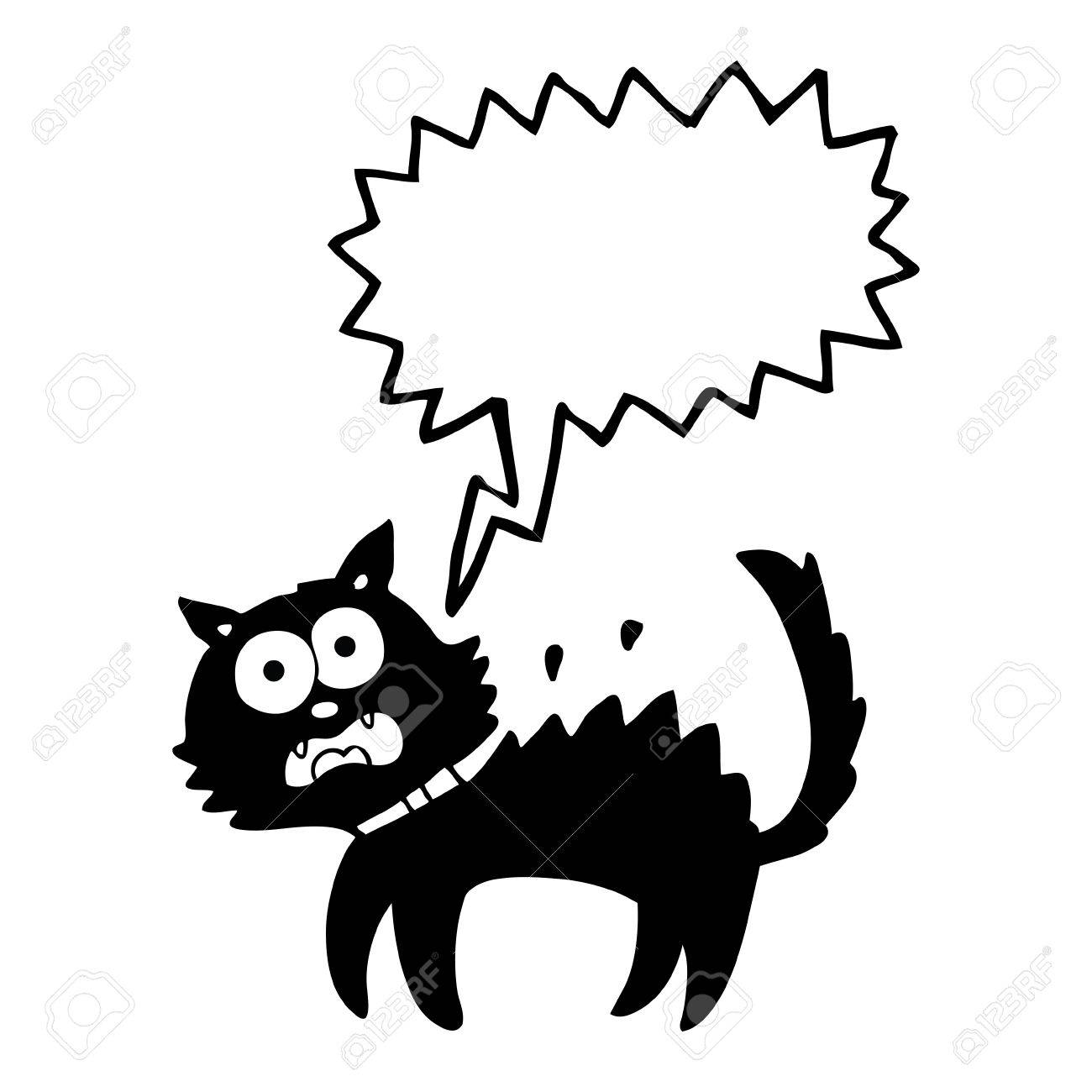 1300x1300 Freehand Drawn Speech Bubble Cartoon Scared Black Cat Royalty Free