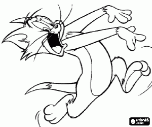 300x250 The Cat Tom Runs Scared Coloring Page Color Me