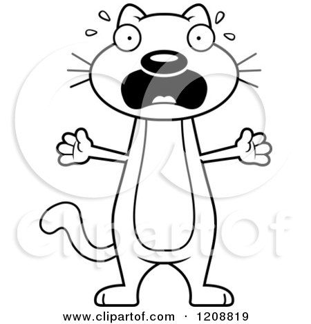 450x470 Cartoon Of A Black And White Scared Skinny Cat