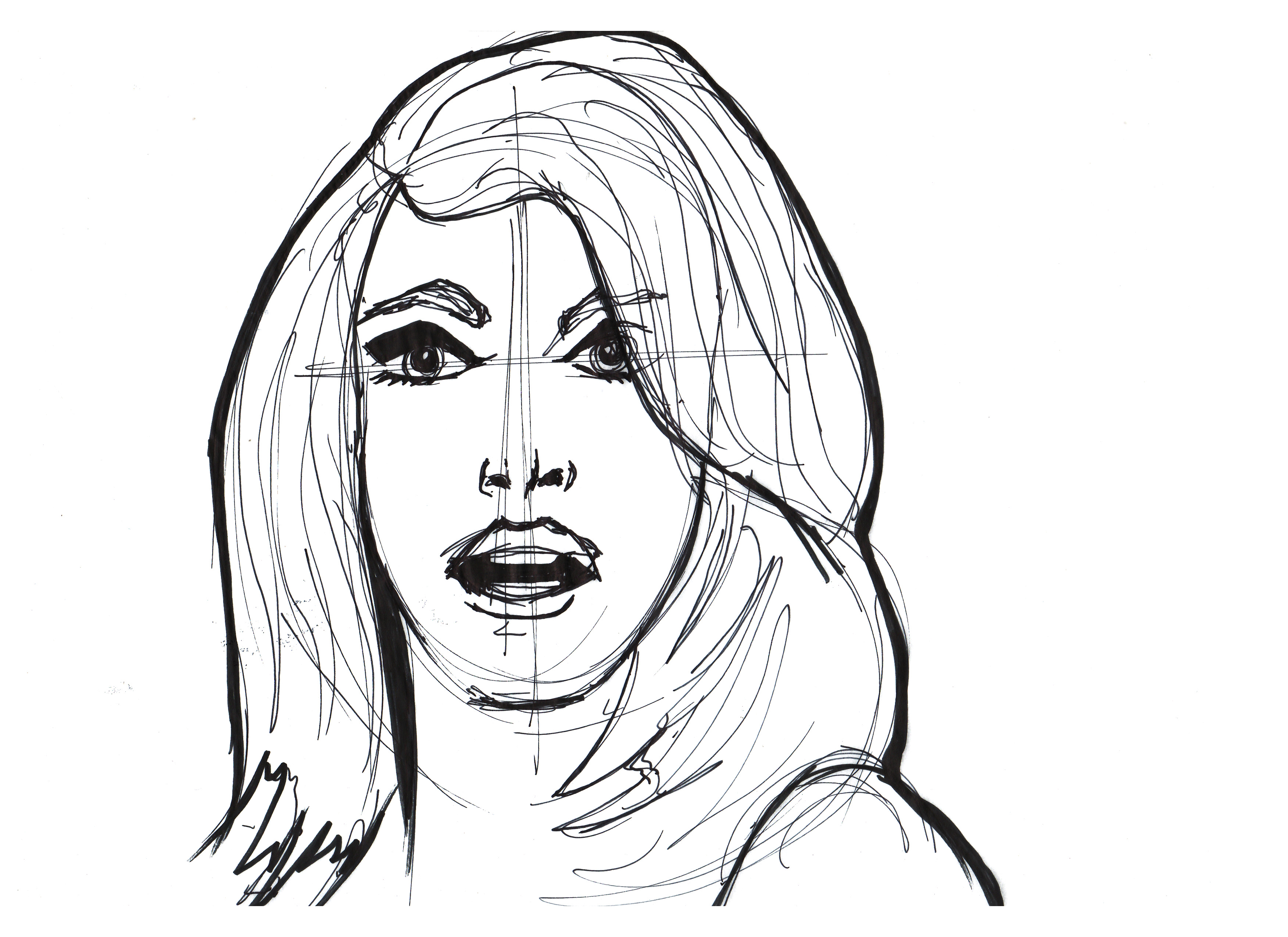 3504x2548 Girl Sketch Lineweights