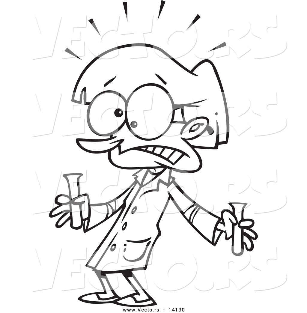 1024x1044 Vector Of A Cartoon Scared Science Teacher Holding Test Tubes