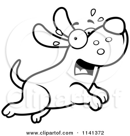 450x470 Cartoon Clipart Of A Black And White Scared Dog Running
