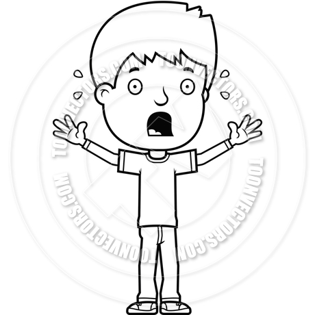 460x460 Cartoon Teen Boy Scared (Black And White Line Art) By Cory Thoman