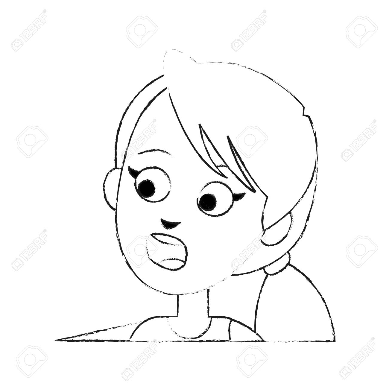 1300x1300 Face Of Scared Young Pretty Woman Cartoon Icon Image Vector