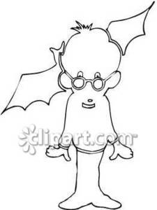 225x300 Outline Drawing Of A Boy With A Scared Look On His Face With A Bat