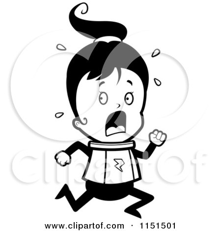 450x470 Cartoon Clipart Of A Black And White Scared Space Ranger Girl