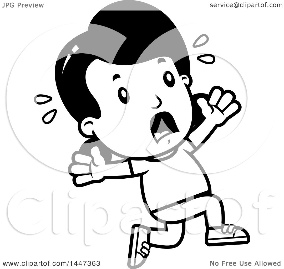 1080x1024 Clipart Of A Black And White Retro Girl Running Scared