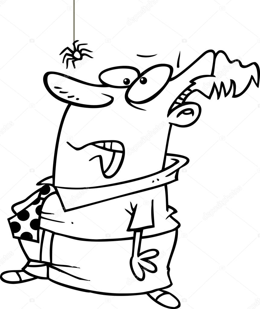 861x1024 Cartoon Scared Man Watching A Spider Stock Vector Ronleishman