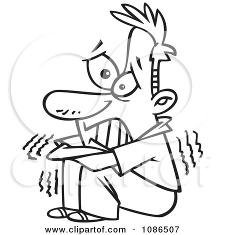 450x470 Clipart Outlined Scared Man Shaking